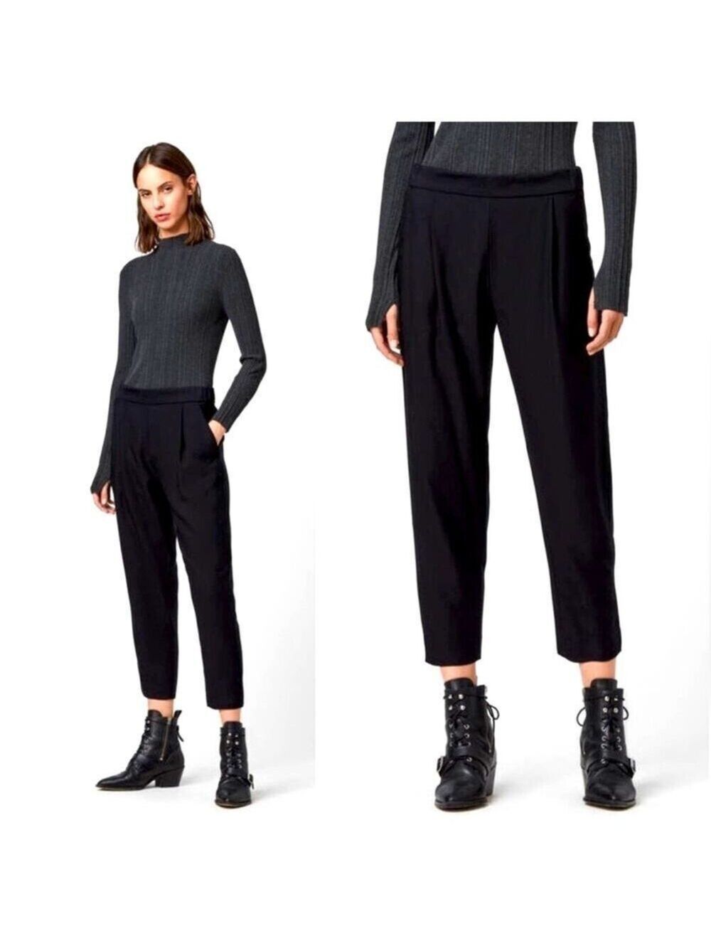 Allsaints Black Aleida Tapered Low Rise Trousers 8